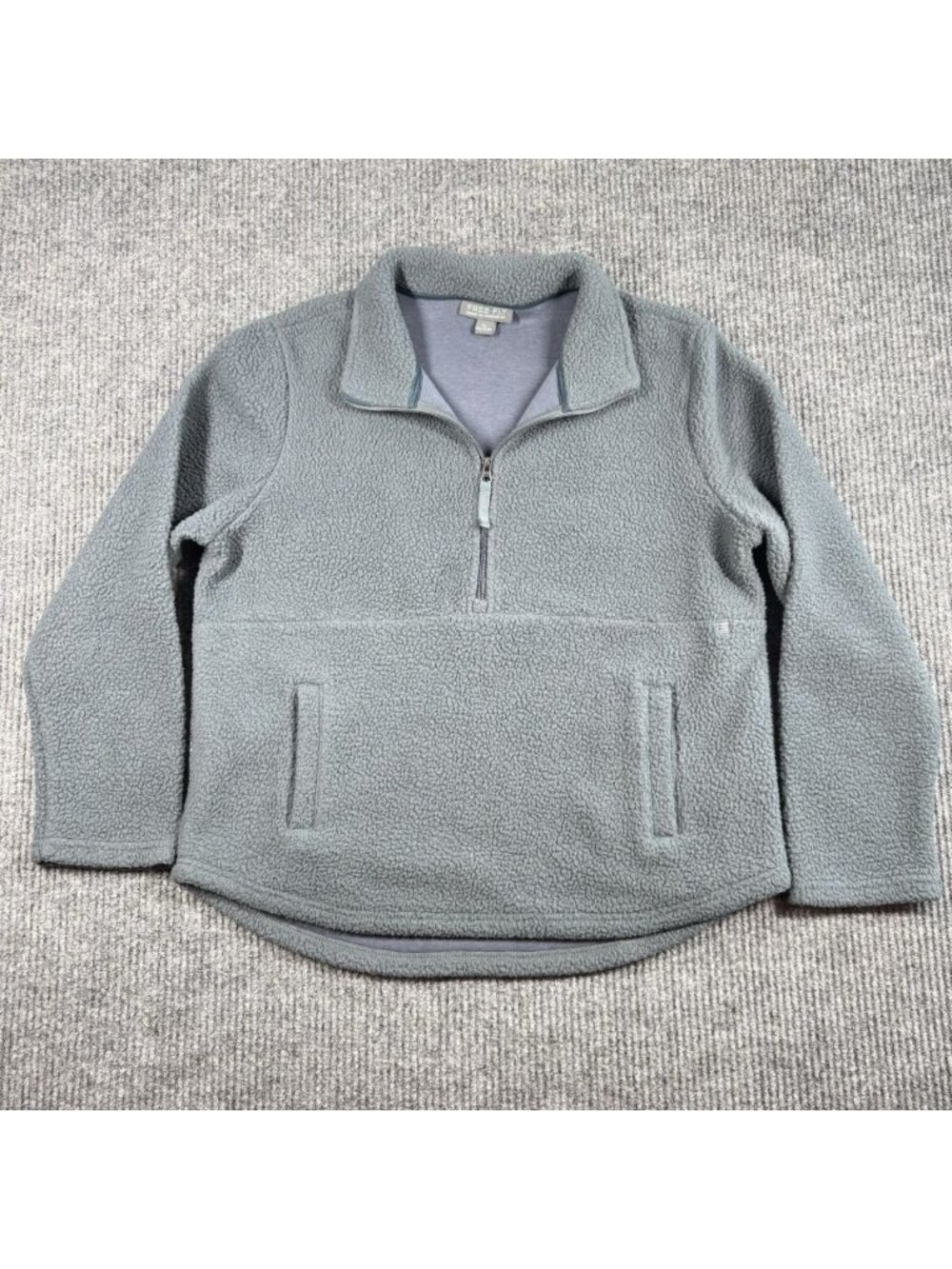 Free Fly Sherpa Fleece Pullover Womens Large Light Gray 1/2 Zip Bamboo Jacket